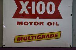 Shell X100 Motor Oil Multigrade Enamel Advertising Sign