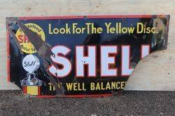 Shell Yellow Disc Enamel Advertising Sign 