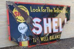 Shell Yellow Disc Enamel Advertising Sign 