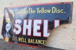 Shell Yellow Disc Enamel Advertising Sign 