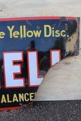 Shell Yellow Disc Enamel Advertising Sign 