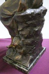 Signed Bronze Figure On Marble 