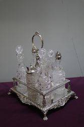 Silver Plated 6 Bottle Cut Glass Tantalus