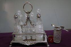 Silver Plated 6 Bottle Cut Glass Tantalus