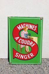 Singer Sewing Machine Enamel Advertising Sign