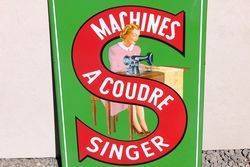 Singer Sewing Machine Enamel Advertising Sign