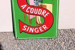 Singer Sewing Machine Enamel Advertising Sign