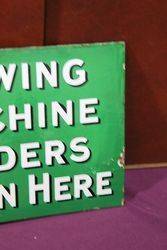 Singer Sewing Machine Enamel Double Sided Post Mount Advertising Sign