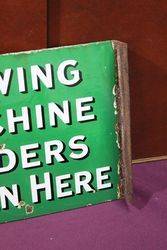 Singer Sewing Machine Enamel Double Sided Post Mount Advertising Sign