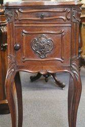 Single French Marble Top Curved Leg Bedside Cupboard 