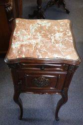 Single French Marble Top Curved Leg Bedside Cupboard 