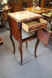 Single French Marble Top Curved Leg Bedside Cupboard 