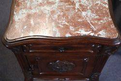 Single French Marble Top Curved Leg Bedside Cupboard 