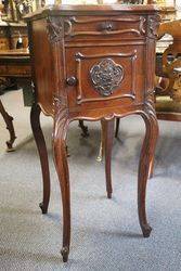 Single French Marble Top Curved Leg Bedside Cupboard 