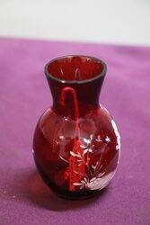 Small Antique Ruby Glass Mary Gregory Vase 