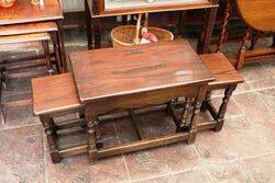 Small C20th Oak Nest of 3 Tables 