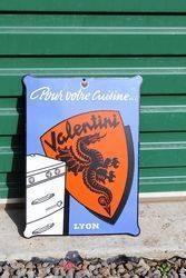 Small Near Mint Valentini Stoves Pictorial Enamel Sign