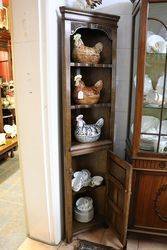 Small Oak 2 Shelf Corner Cabinet 20th Century 
