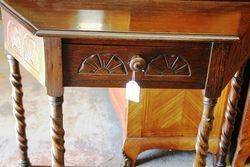 Small Oak Hall Table C1920 On Barley Twist Legs