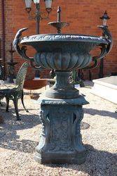 Small Sienna Cast Iron Urn On Base 