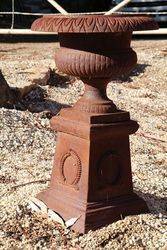 Small Sonte Cast Iron Urn On Base 
