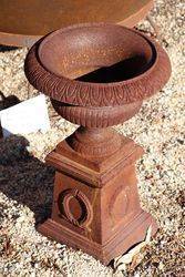 Small Sonte Cast Iron Urn On Base 
