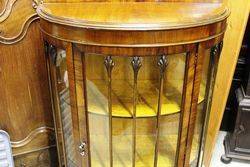 Small Walnut Half Round Display Cabinet