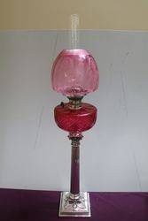 Stunning 19th Century Ruby Glass Oil Lamp 