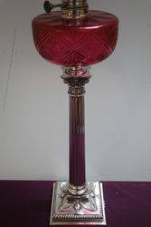 Stunning 19th Century Ruby Glass Oil Lamp 