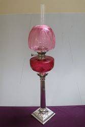 Stunning 19th Century Ruby Glass Oil Lamp 