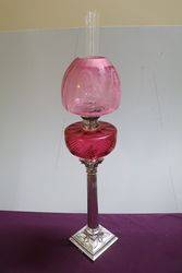 Stunning 19th Century Ruby Glass Oil Lamp 