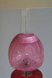 Stunning 19th Century Ruby Glass Oil Lamp 