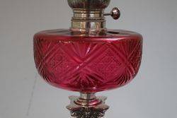 Stunning 19th Century Ruby Glass Oil Lamp 