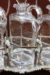 Stunning Antique 3 Bottle Cut Glass Tantlus On A Quality Silver Plated Base