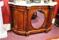 Stunning Antique Burr Walnut Mirror Back Credenza 