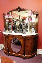 Stunning Antique Burr Walnut Mirror Back Credenza 