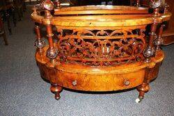 Stunning Antique Inlaid Burr Walnut Canterbury