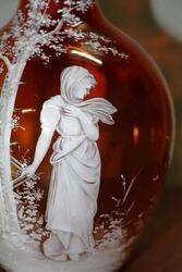Stunning Antique Mary Gregory Amberina Glass Jug