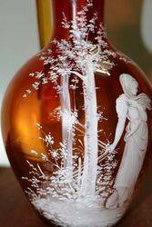 Stunning Antique Mary Gregory Amberina Glass Jug