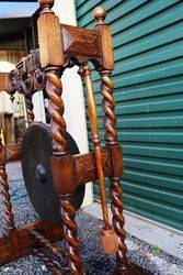 Stunning Antique Oak Barley Twist Dinner Gong 