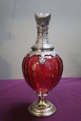 Stunning C19th Ruby Glass + Silver Plated Metal Mounts 