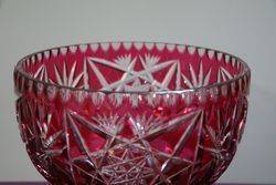 Stunning Cut Crystal Ruby Bowl First Half Of 20th Century  