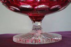 Stunning Cut Crystal Ruby Bowl First Half Of 20th Century  
