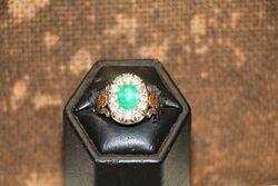 Stunning Gold Colombian Emerald and Diamond Ring  