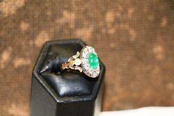 Stunning Gold Colombian Emerald and Diamond Ring  