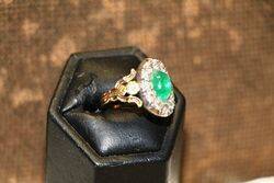 Stunning Gold Colombian Emerald and Diamond Ring  