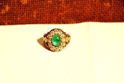 Stunning Gold Colombian Emerald and Diamond Ring  