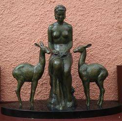 Stunning Green Bronze Semi Nude Figure