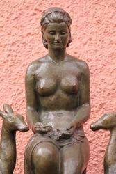 Stunning Green Bronze Semi Nude Figure