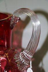 Stunning Large Antique Dimple Ruby Glass Jug 